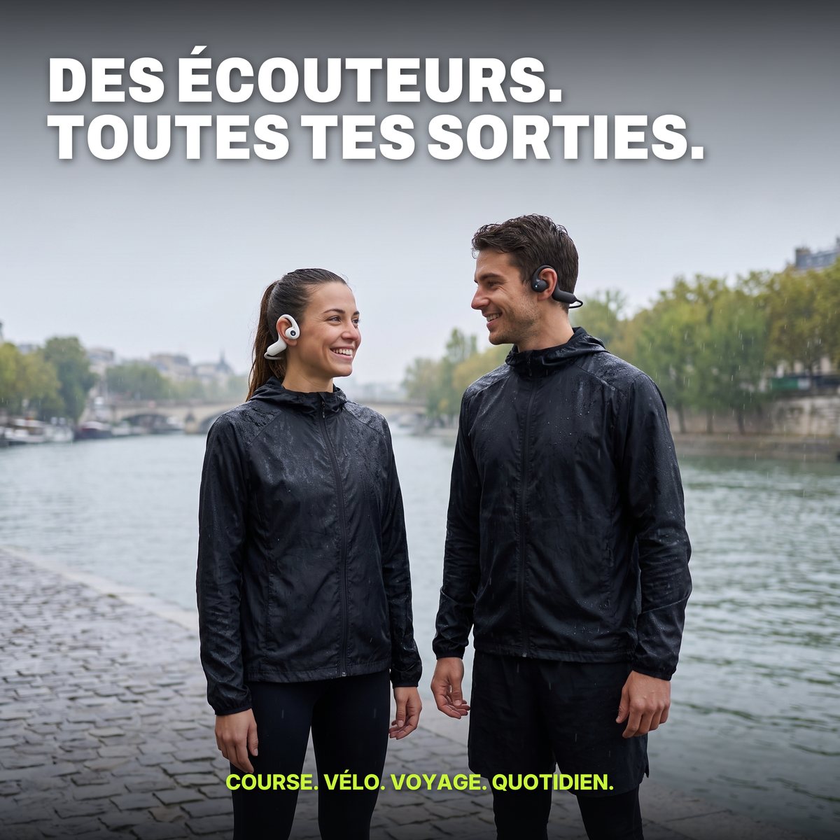Deux coureurs avec le casque Vizéo blanc et noir
