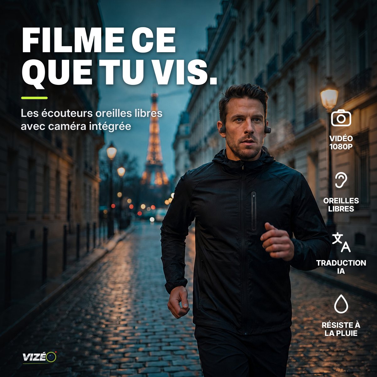 Un coureur porte le casque Vizéo à caméra intégrée